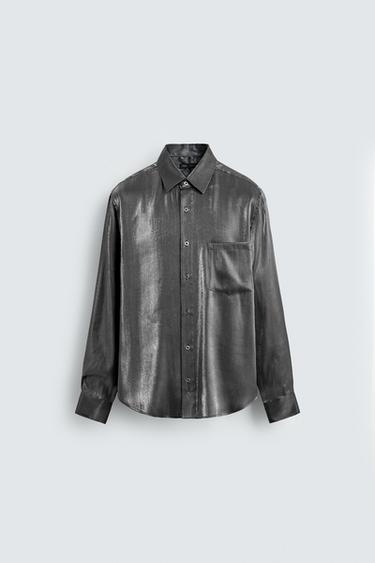 SHIMMER FLOWING SHIRT - Silver by Zara