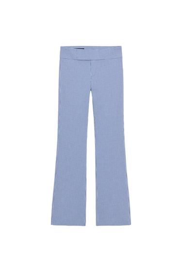 FLARE GINGHAM TROUSERS - Navy / White by Zara