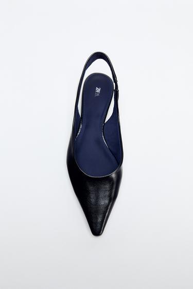 ポインテッドトゥスリングバックバレエシューズブラックZaraのポインテッドトゥスリングバックバレエシューズ - ブラック 