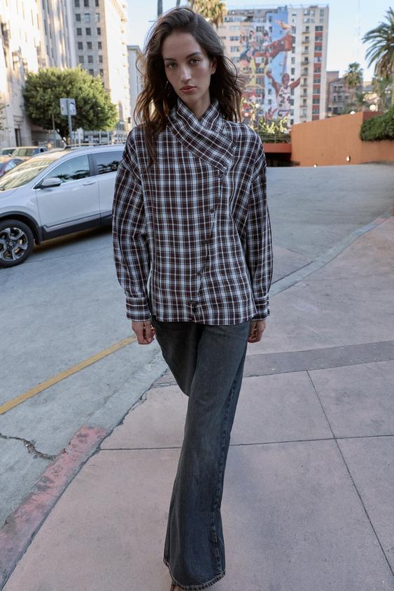 PLAID WRAP SHIRT
