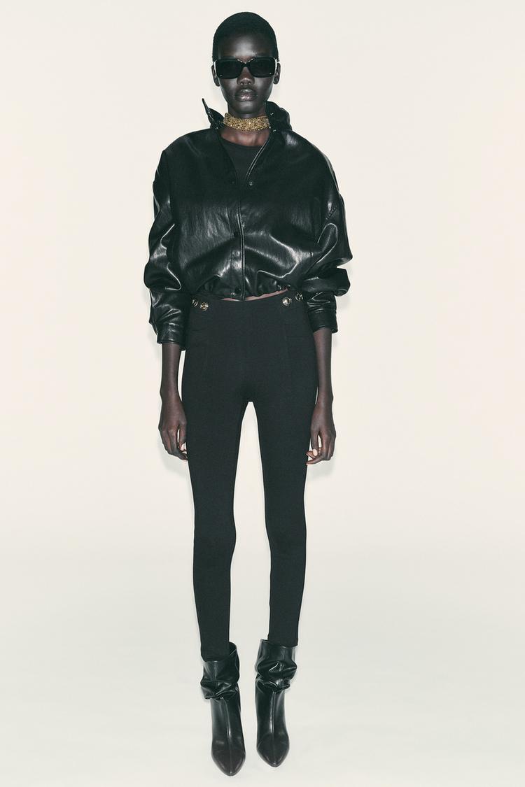 LEGGINGS BOTÓN DORADO Negro ZARA Estados Unidos de América