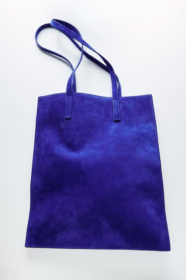 Zara SUEDE SHOPPER BAG - Blue