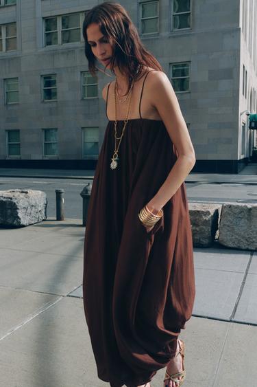 VESTIDO MULTIPOSICIÓN GLOBO ZW COLLECTION - Terracota de Zara