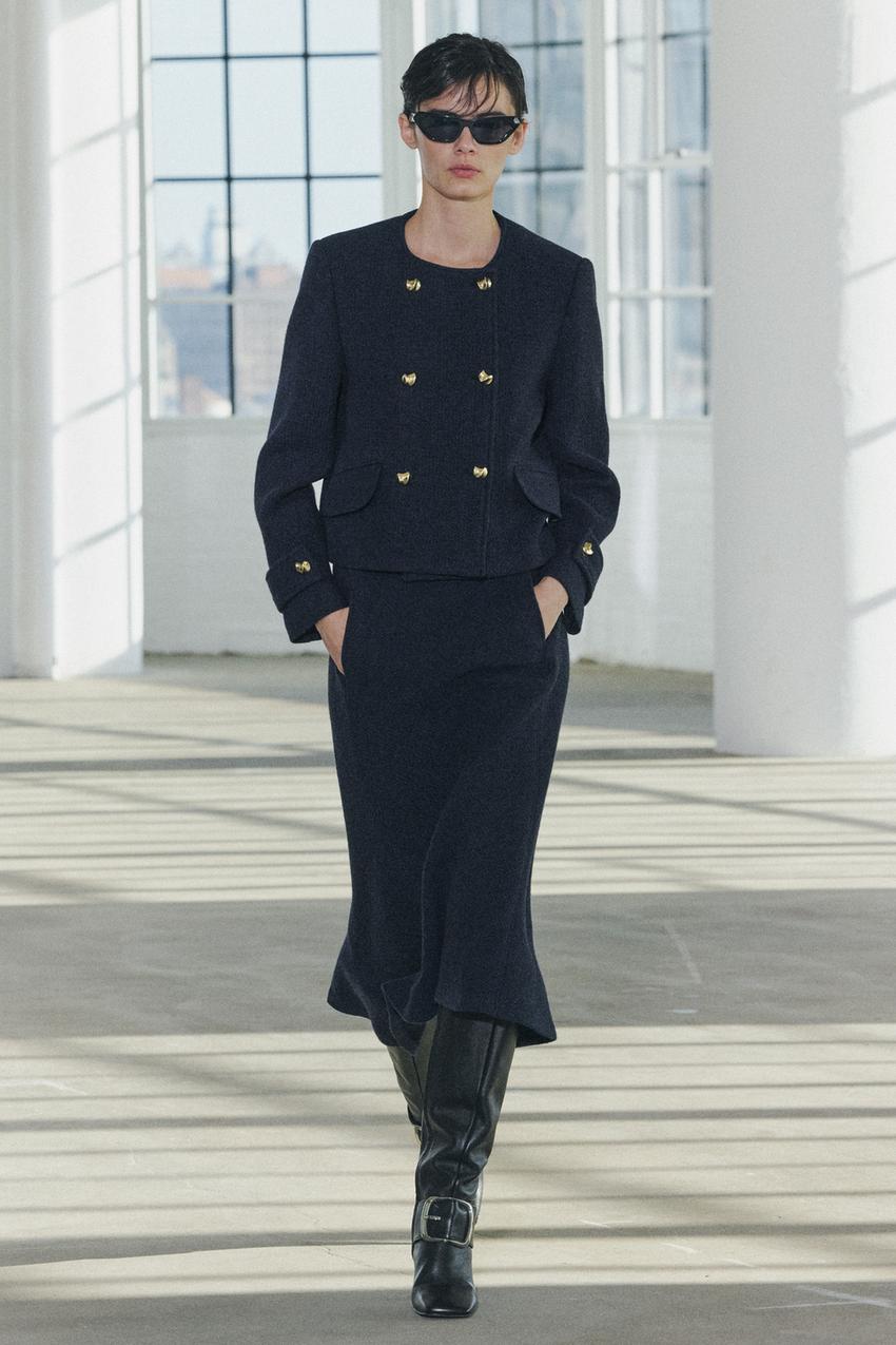 ZW COLLECTION ウール混紡ケープスカート - ブルーグレー | ZARA Japan  