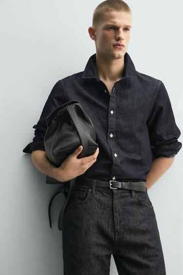 LIGHTWEIGHT COTTON/LINEN DENIM SHIRT - Indigo by Zara - Image 4