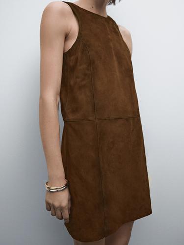 Zara Suede leather mini dress - Brown