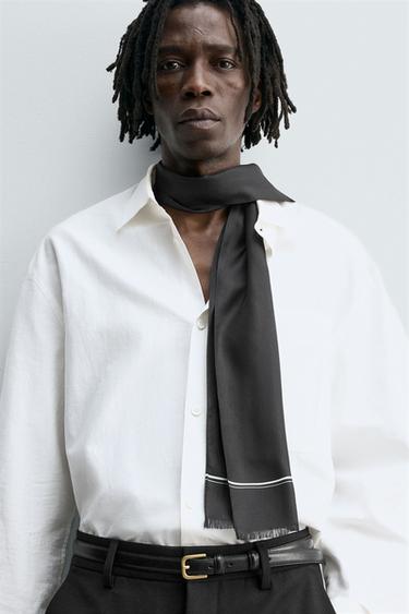 100% SILK SCARF - Black by Zara - Image 1