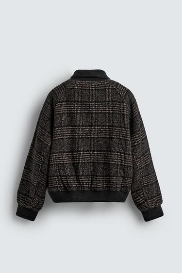 CONTRAST COLLAR RIBBED JACKET - Black / Brown by Zara - Image 7