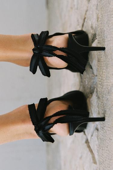 SLINGBACK HEELS WITH BOW - Black by Zara - Image 1