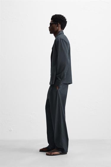 PANTALON COUPE REGULAR À PLIS - Bleu de Zara - Image 3