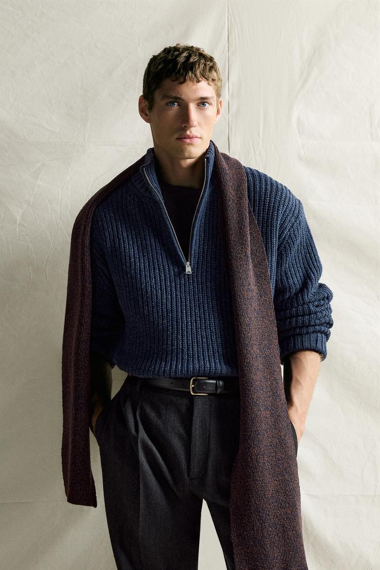 COTTON-WOOL QUARTER-ZIP JUMPER