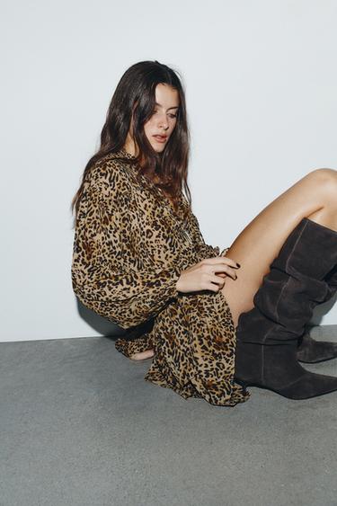 ANIMAL PRINT DRESS WITH RUFFLES - Leopard  by Zara - Image 3