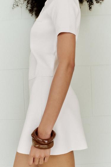 SHORT SLEEVE KNIT CARDIGAN - White by Zara - Image 2