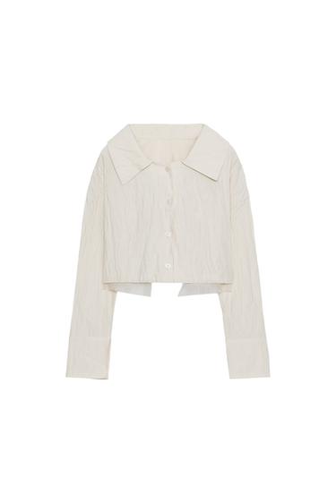 CAMISA PUNTO EFECTO ARRUGADO - Crema de Zara