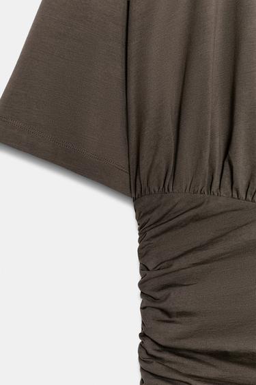 ROBE COURTE DRAPÉE - Kaki foncé de Zara - Image 8