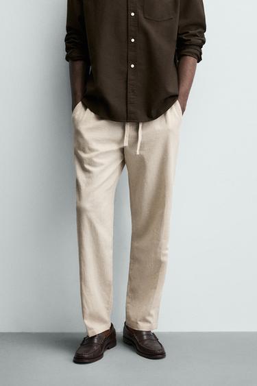 ΠΑΝΤΕΛΟΝΙ RELAXED FIT ΒΑΜΒΑΚΙ - ΛΙΝΟ - Μπεζ ανοιχτό του Zara