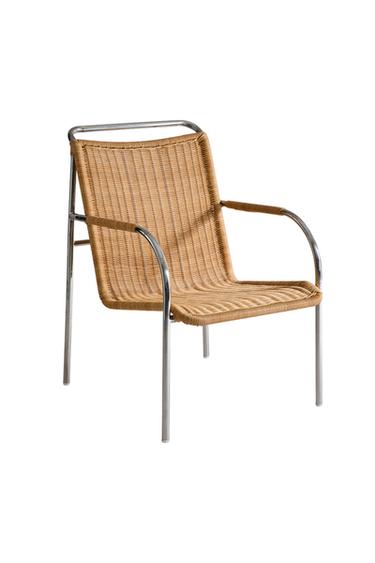 Zara RATTAN AND STEEL ACCENT CHAIR - 淺米色