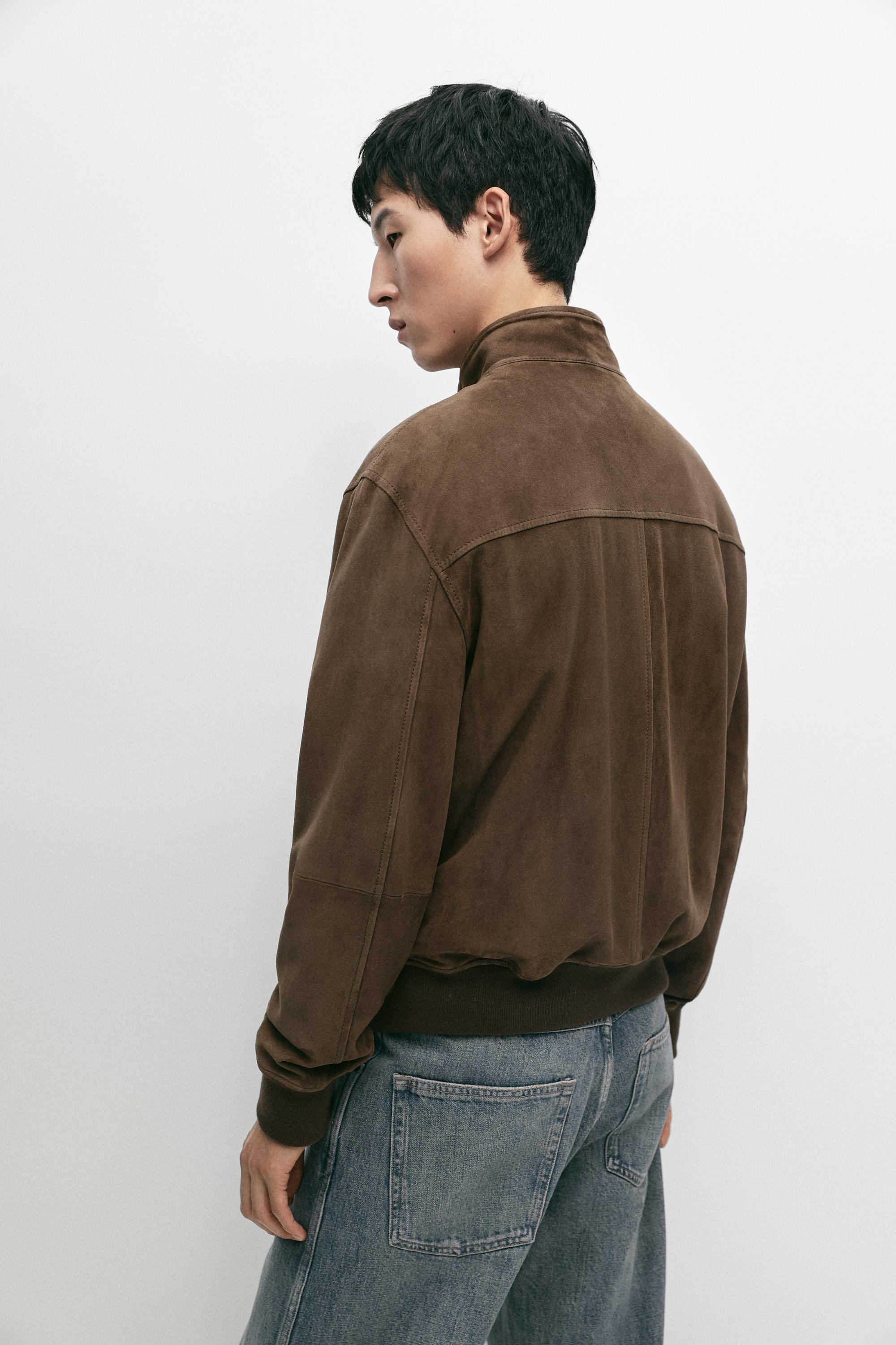 Combined suede bomber jacket