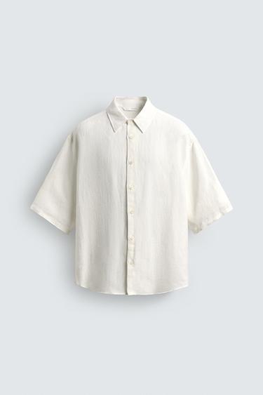 100% LINEN BOXY FIT SHIRT - White by Zara