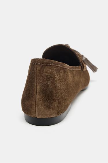 LEATHER TASSEL LOAFERS - Brown by Zara - Image 4