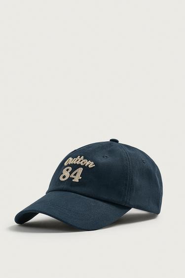 Zara EMBROIDERED TEXT CAP - Blue