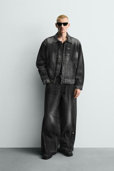 BALLOON FIT JEANS WITH ZIPS - Charcoal by Zara