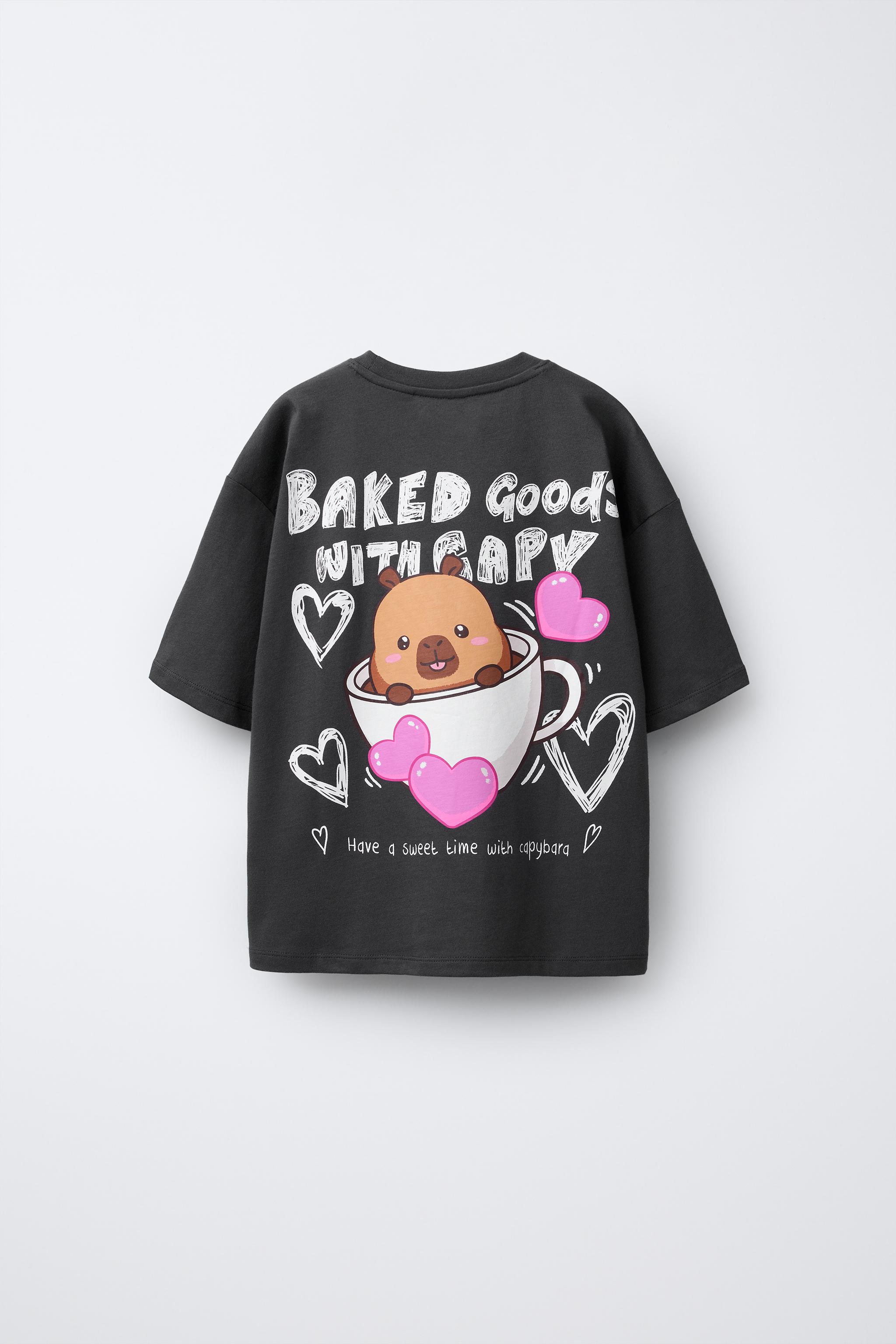 カピバラプリントTシャツ カピファン© - カーボングレー | ZARA Japan