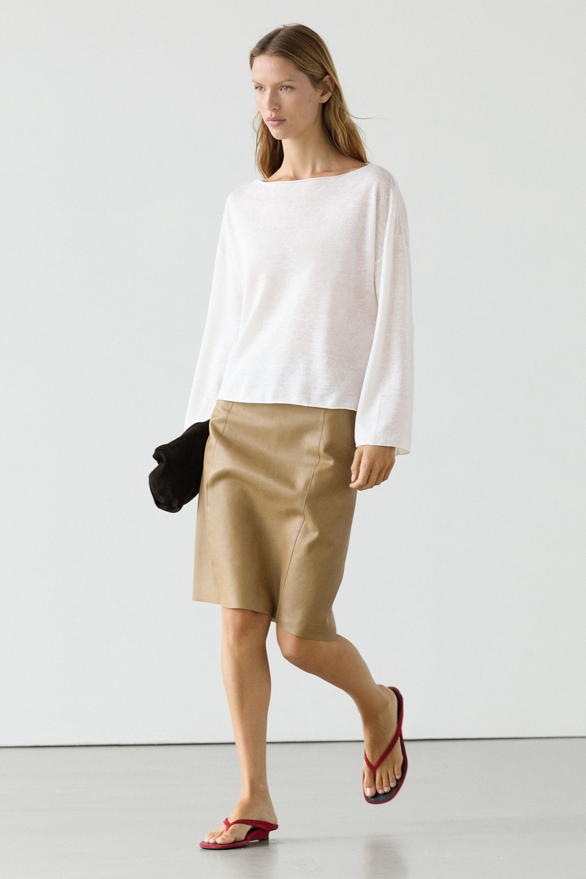 100% linen knit boat neck sweater
