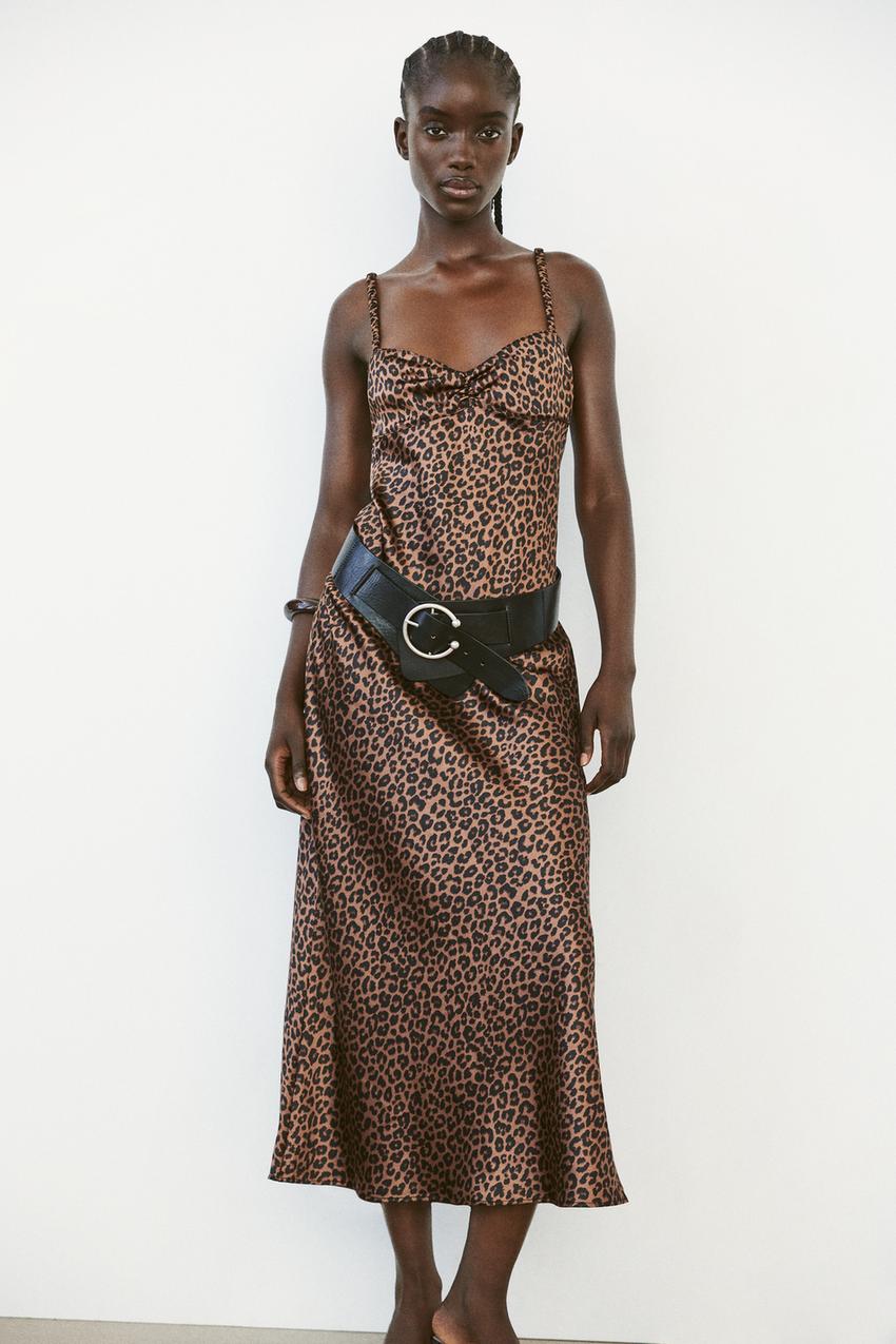 Satin Slip Dress Leopard Print Satin Dress Slip Dress Leopard