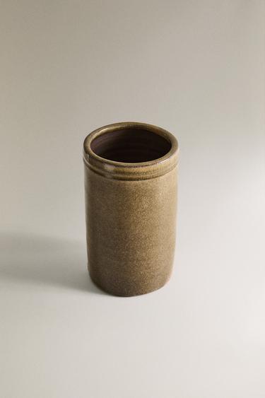 LOW CYLINDRICAL VASE - Brown by Zara - Image 1