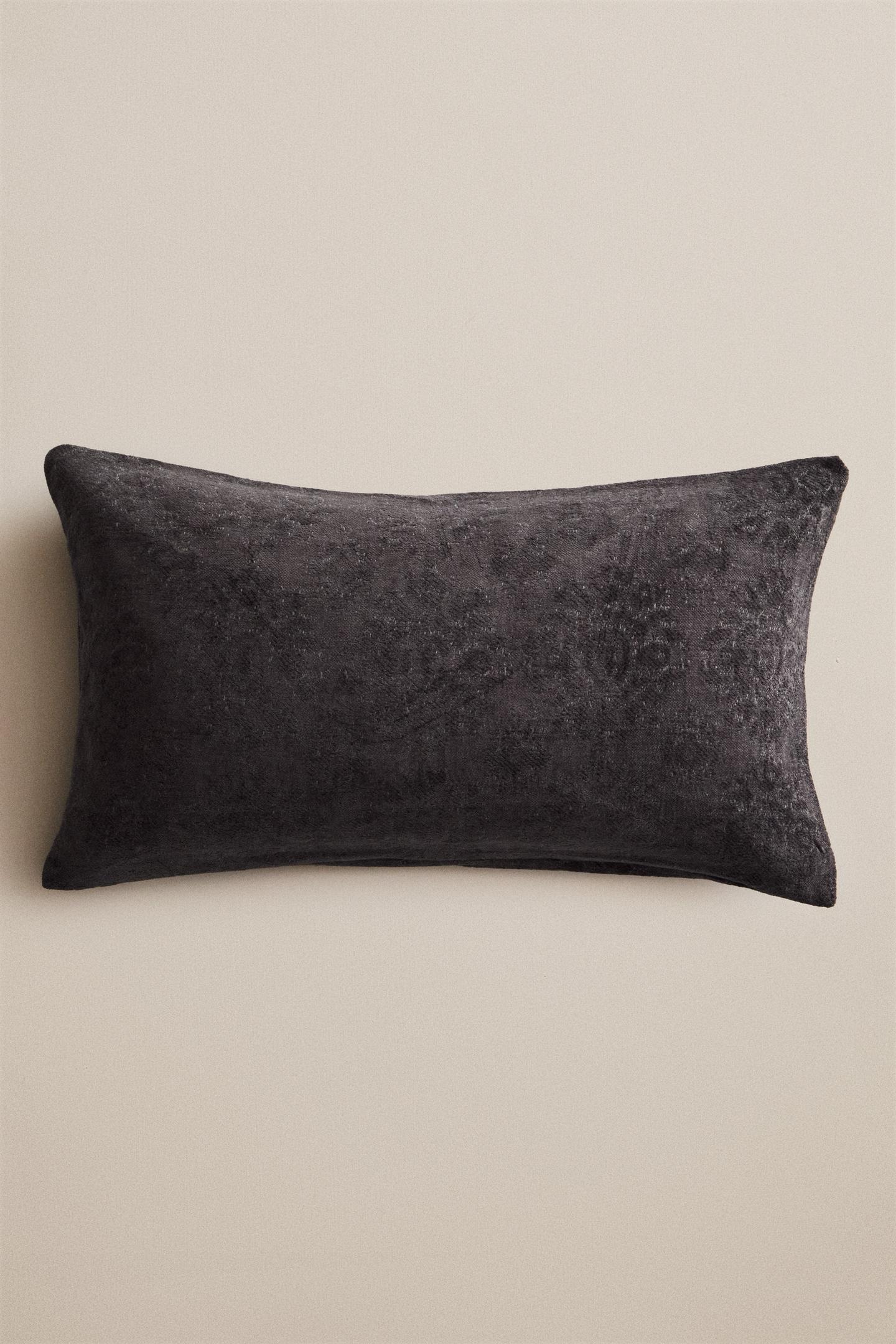 Подушка Zara Chenille Throw Pillow Cover, цвет: Синий / Серый — фото 5