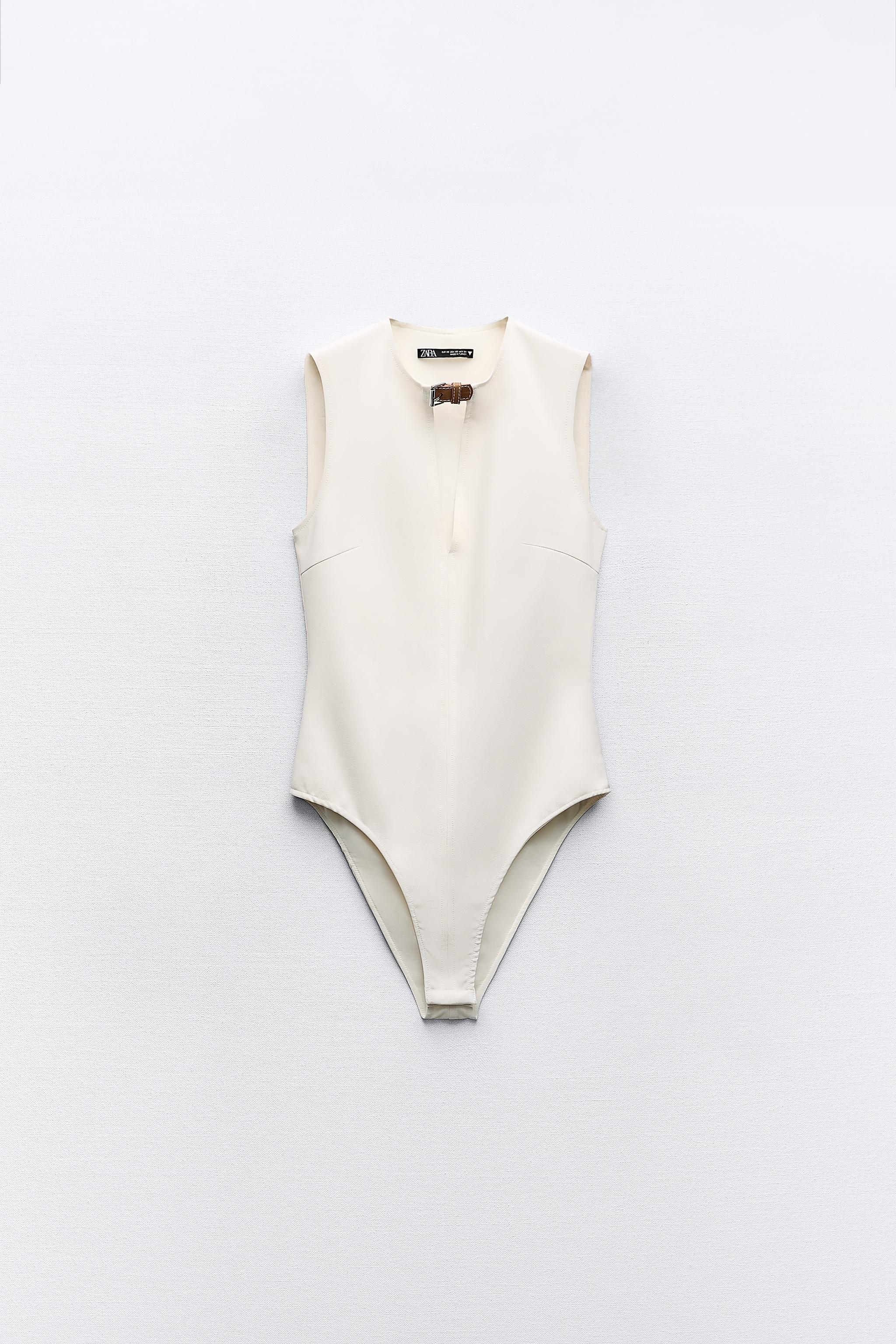 STRAP FITTED BODYSUIT - Oyster-white