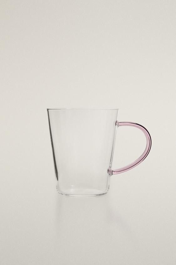 BOROSILICATE GLASS MUG WITH COLOURED HANDLE - Pink by Zara - Image 0