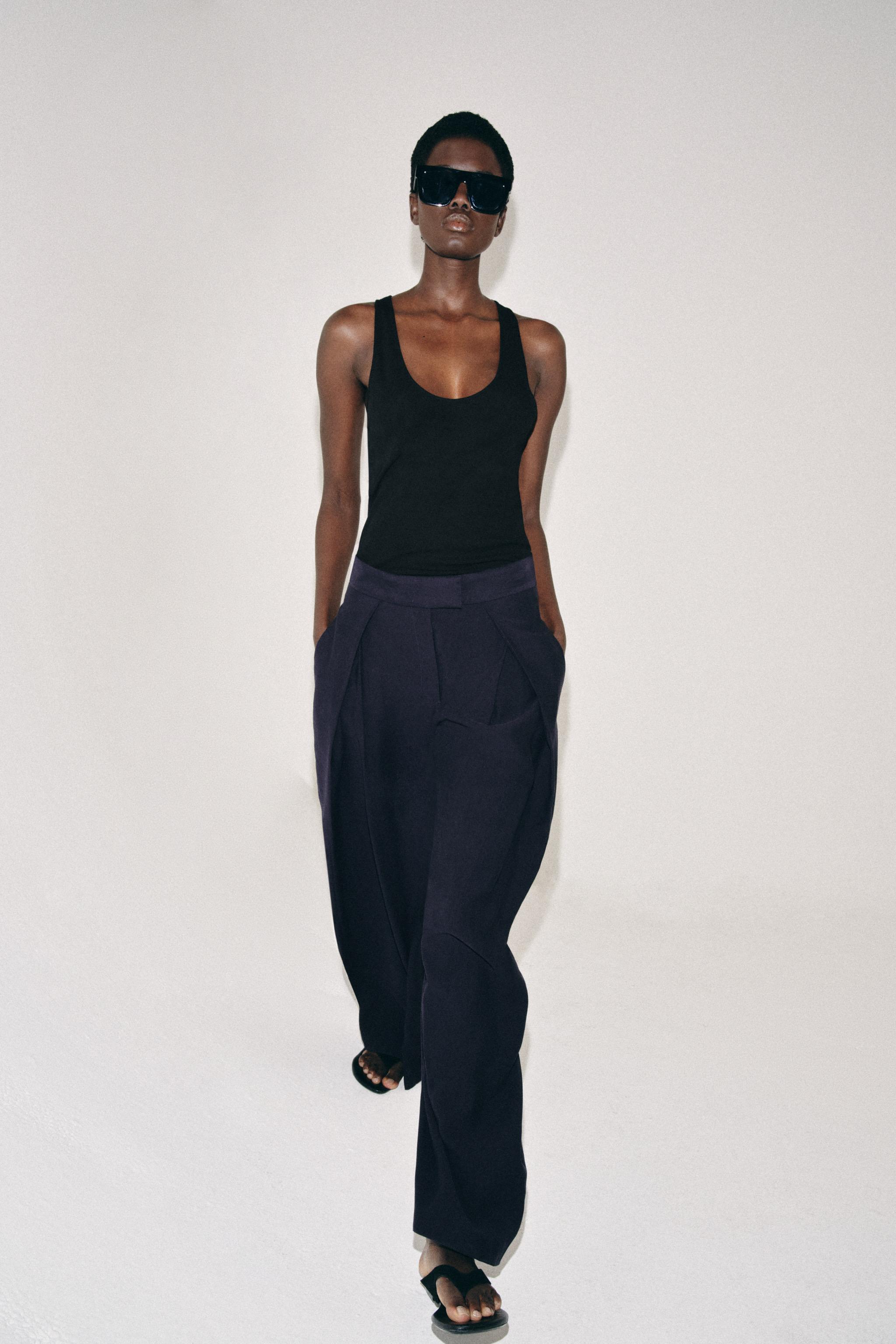 ZW COLLECTION WIDE-LEG PLEATED TROUSERS - Brown / Taupe | ZARA