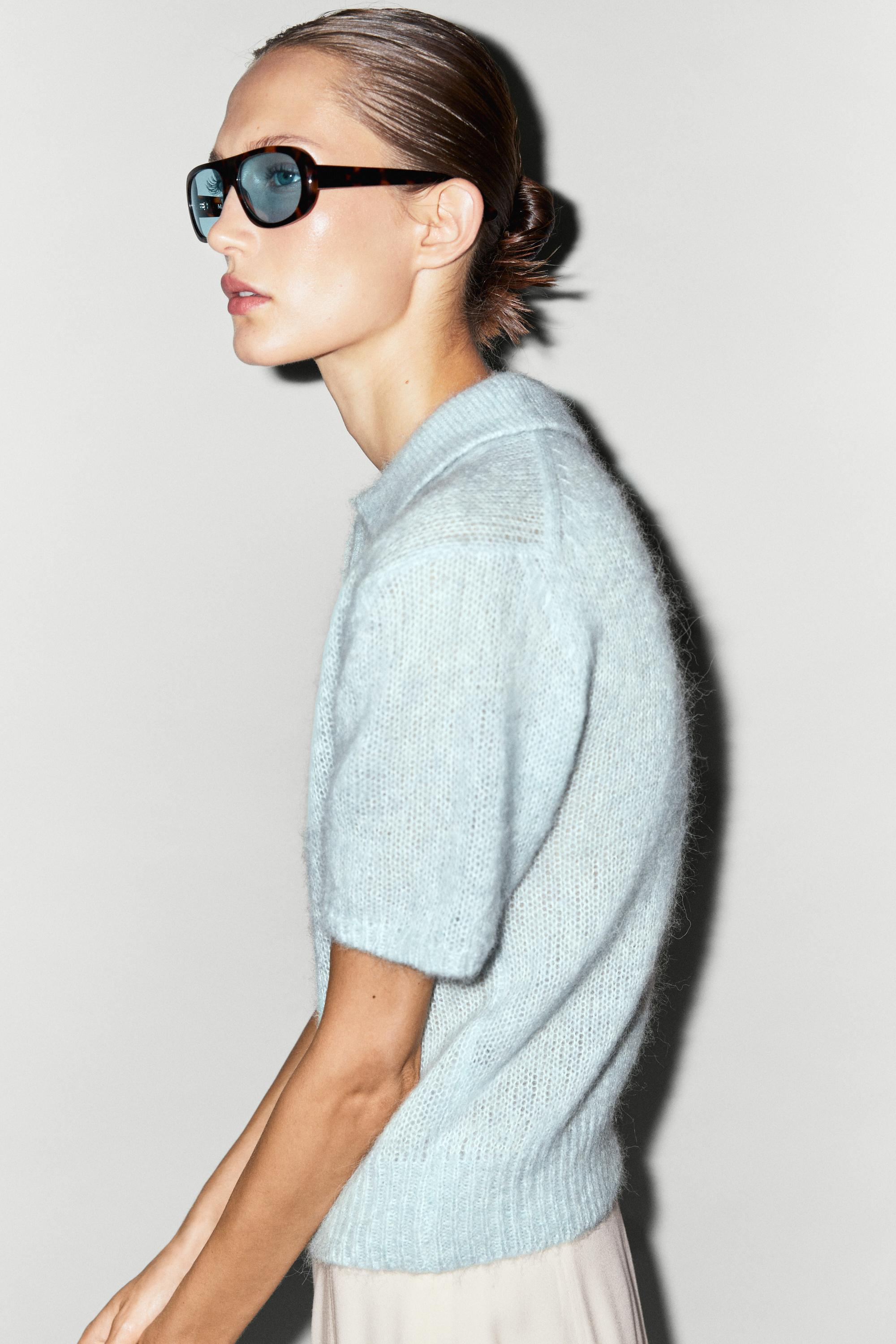 Alpaca blend knit polo sweater