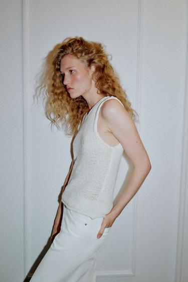 SLEEVELESS KNIT TOP - White by Zara - Image 3