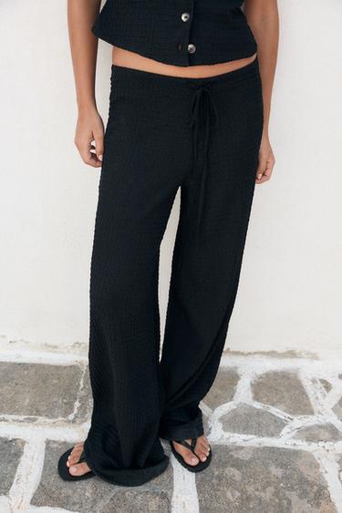 TEXTURED STRAIGHT-FIT TROUSERS - Black by Zara