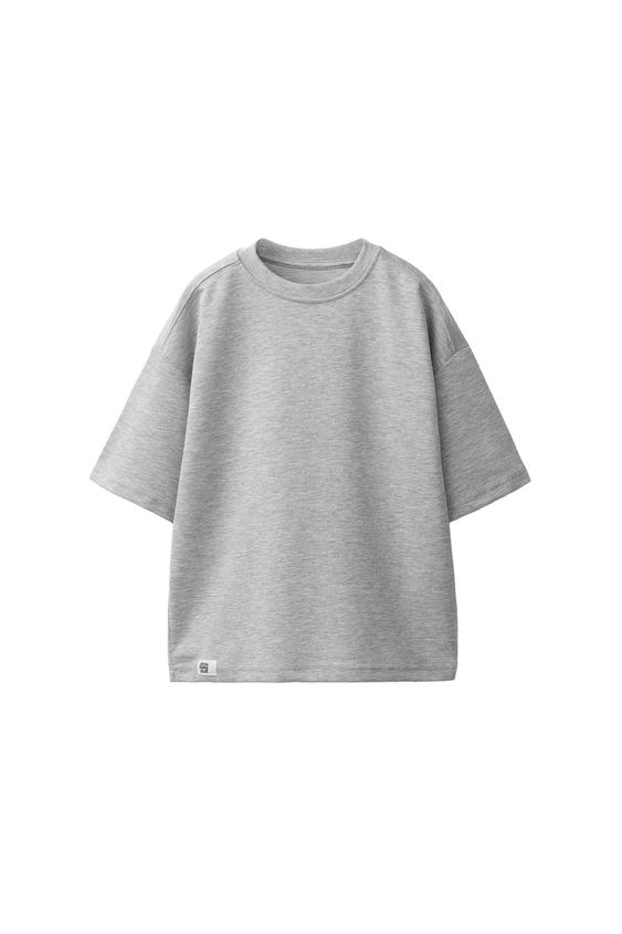 Zara INTERLOCK PLAIN T-SHIRT - Gray marl - Image 0