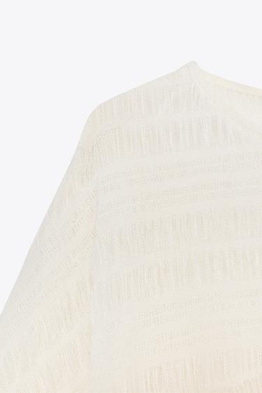 ASYMMETRIC TEXTURED CAPE - Ecru by Zara - Image 7