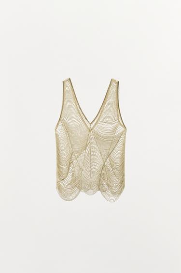 ZW COLLECTION BEADED TOP - Ecru by Zara - Image 9