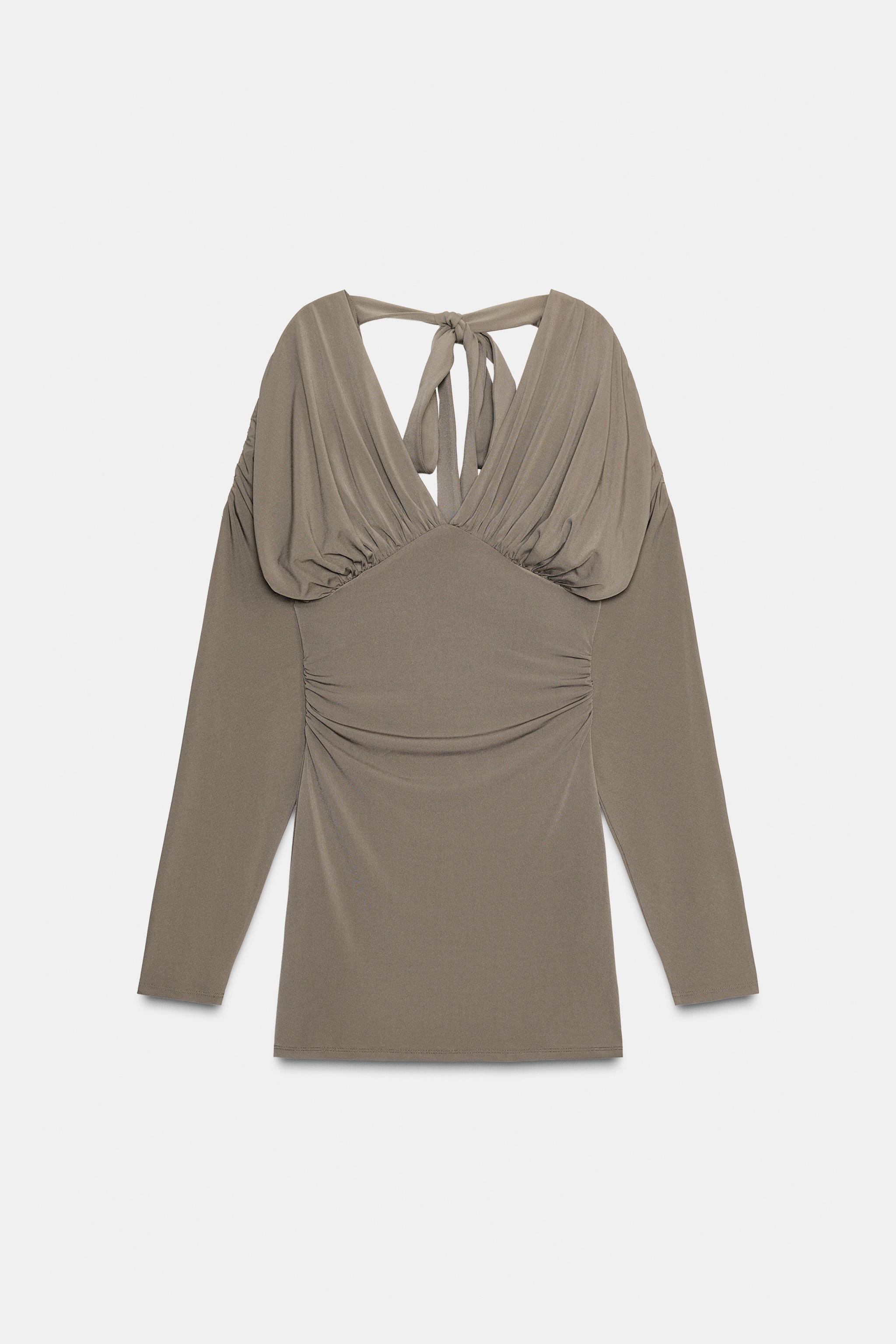 VOLUMINOUS SHORT DRESS - Taupe gray | ZARA United States