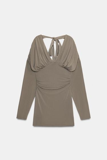 KURZES WEITES KLEID - Taupegrau von Zara - Bild 0