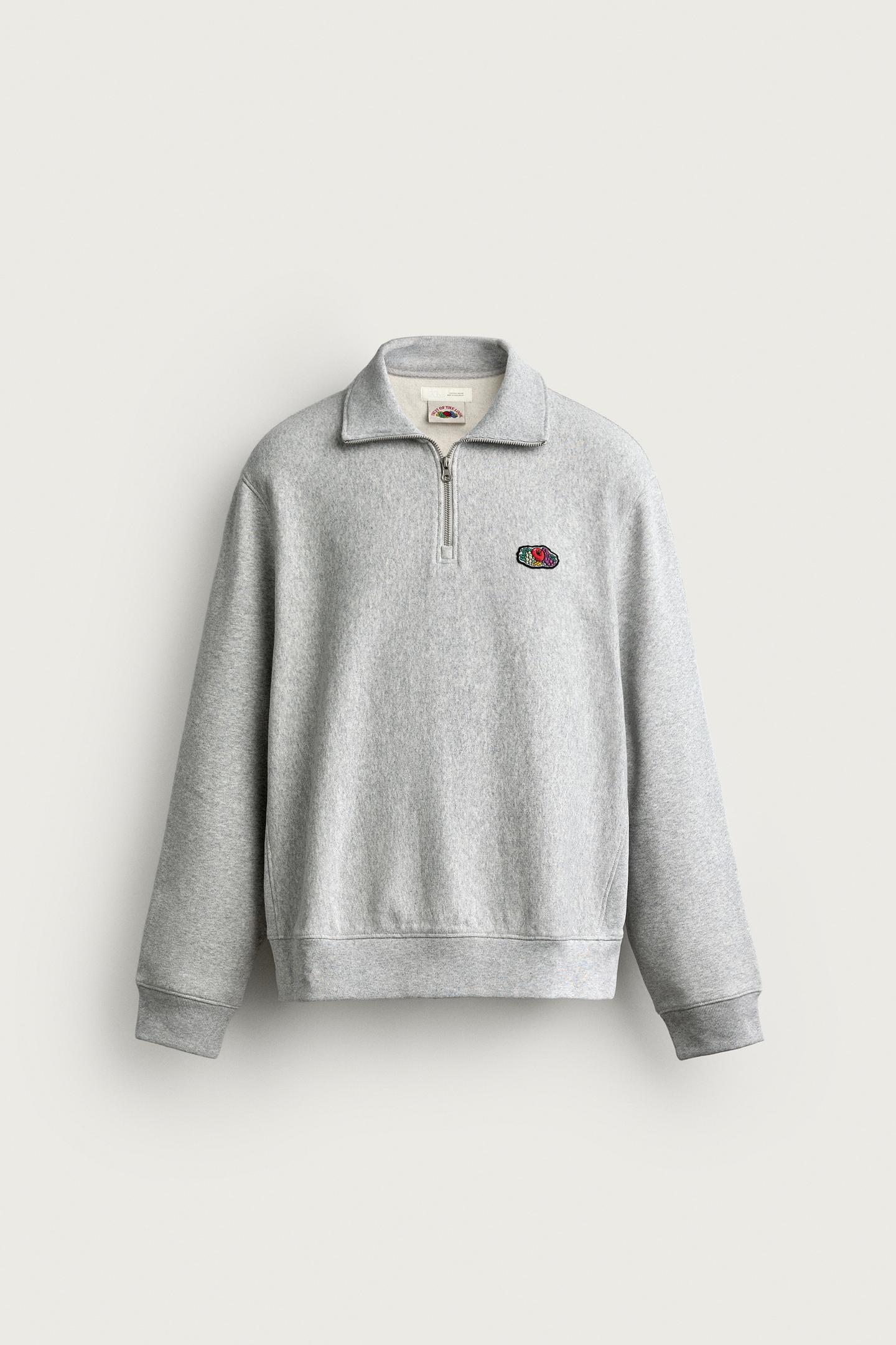 Мужская толстовка Zara Fruit OF the Loom™ Quarter-Zip, цвет: Серый меланжевый — фото 6