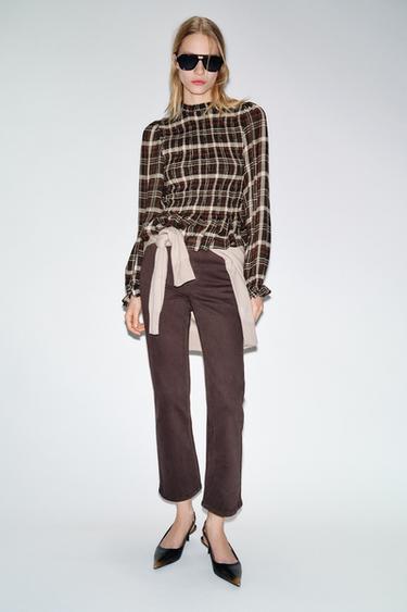 JEANS Z1975 MINI FLARE MET HOGE TAILLE - Bruin van Zara