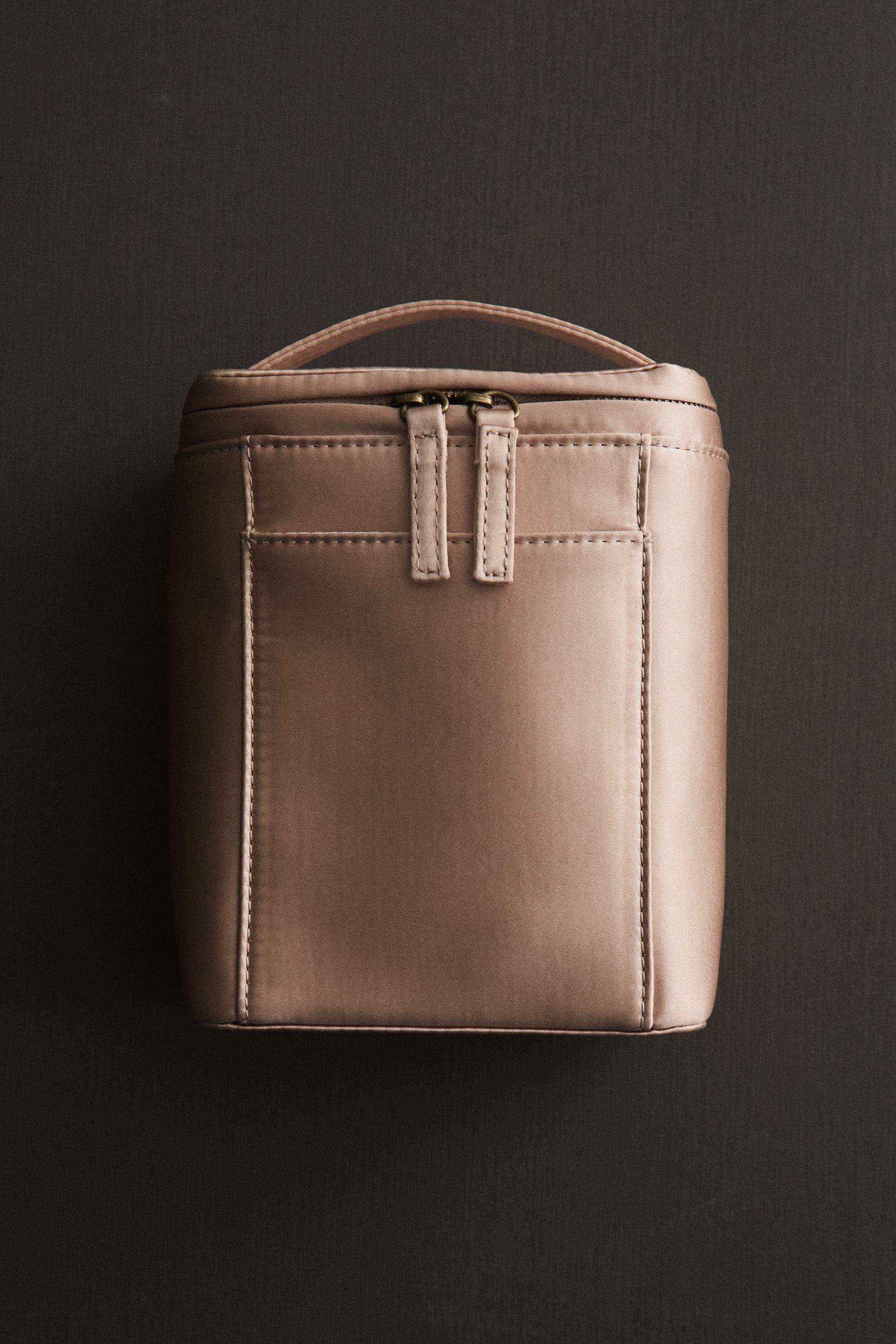 SATEEN BRIEFCASE MAKEUP BAG — Pinkish