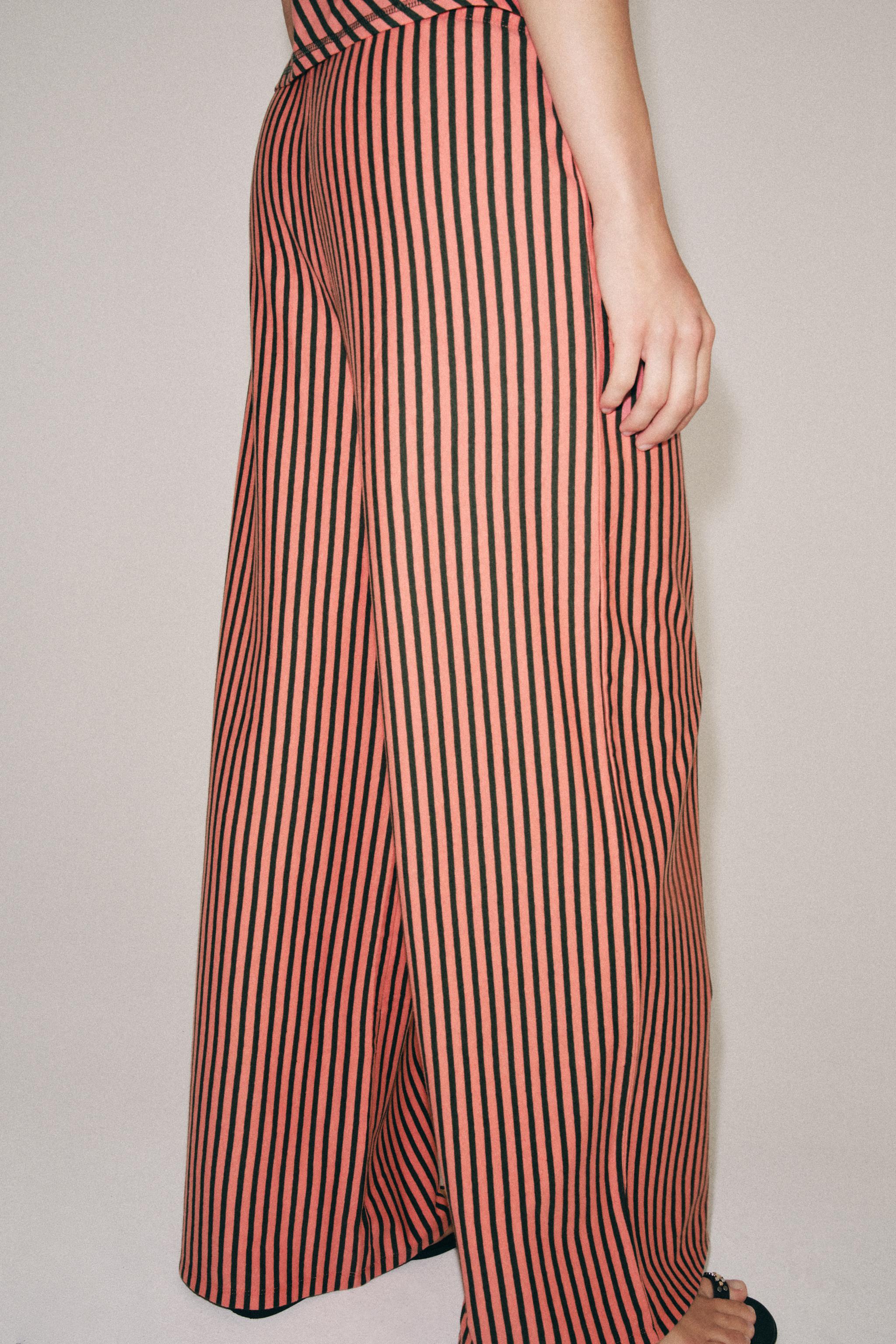 STRIPED LINEN BLEND PANTS