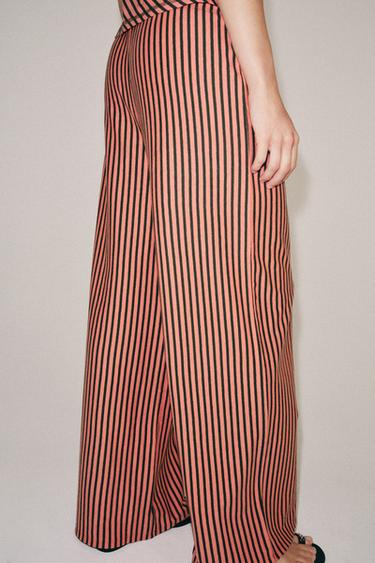 STRIPED LINEN BLEND TROUSERS - Printed by Zara - Image 3
