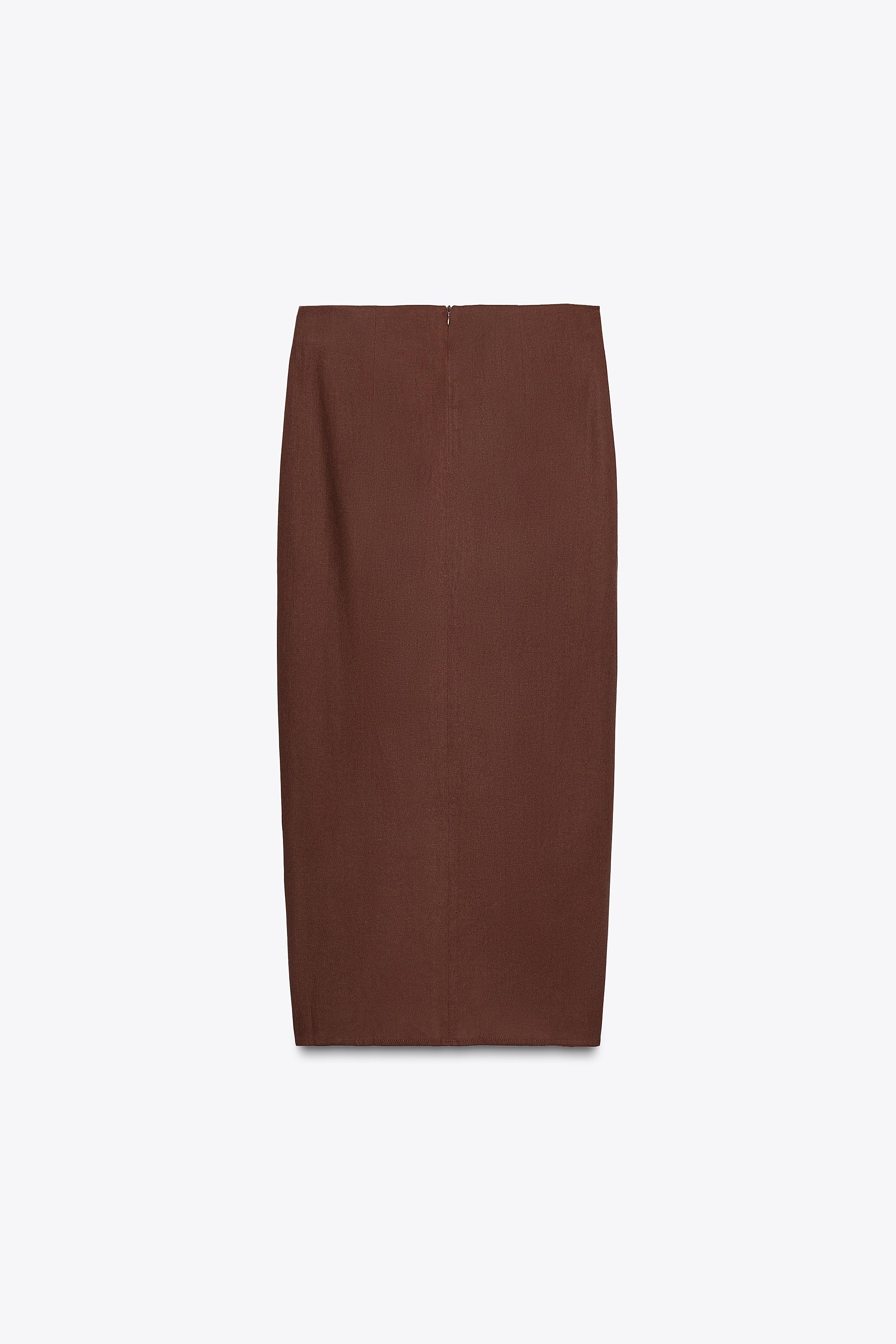 JUPE MIDI EN LIN AVEC COQUILLAGES