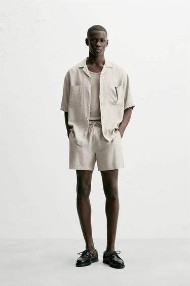 100% LINEN SHIRT - Beige by Zara