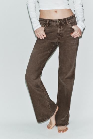 TRF BOOTCUT LOW-RISE JEANS - Brown by Zara